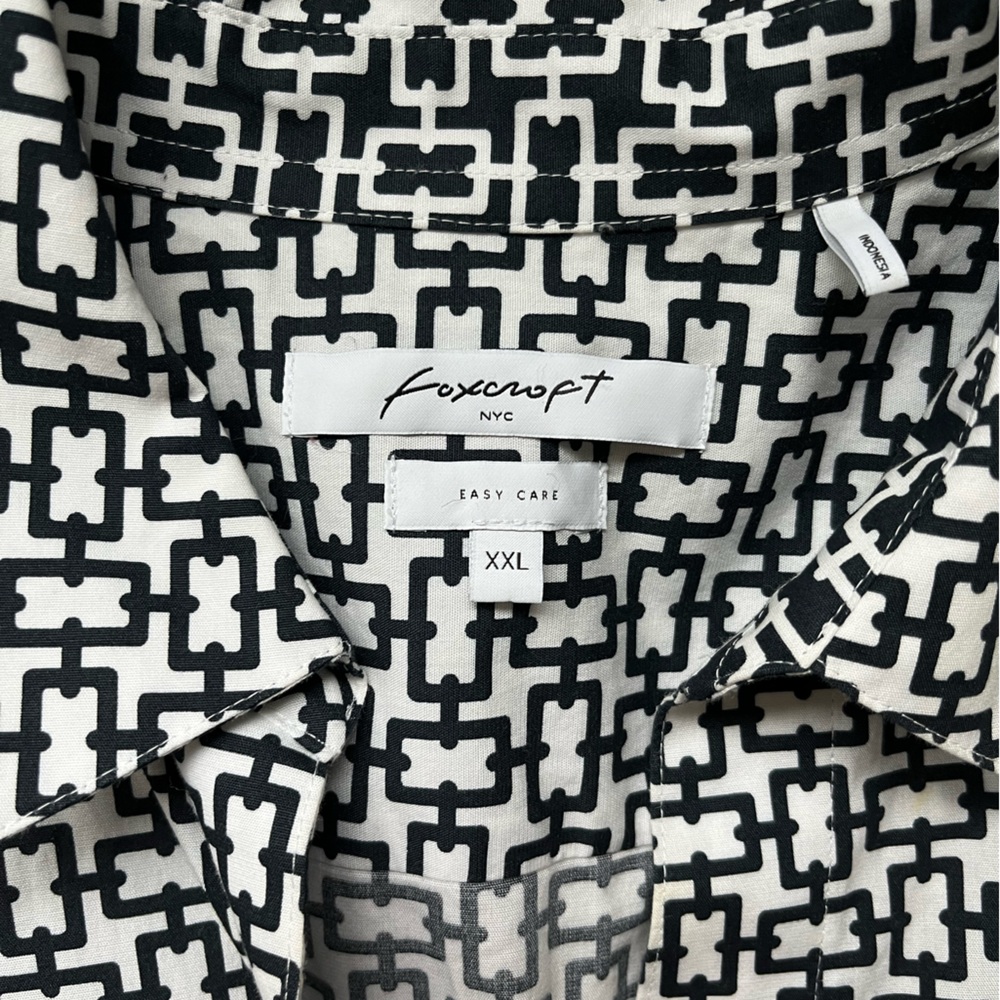Foxcroft Women’s XXL Black And White Chain Patterned Blouse - Picture 5 of 7